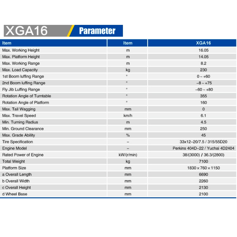 Коленчатые подъемники XGA16