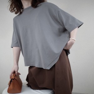 мягкий дизайн упрощенный круглый воротник стиль сшить рукава стиль досуг чистый хлопок ультрабольшой заказ 12631 футболка