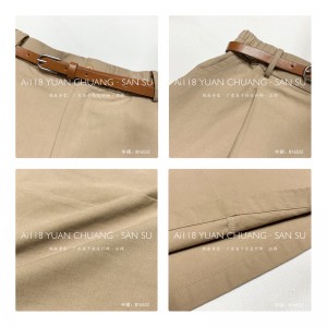 Свободного покроя Минималистичный Прямой стиль Повседневная Однотонная крупная юбка-миди из хлопка и льна на заказ 16532