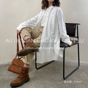 облегченный дизайн модный досуг чистый цвет печатание цветной хлопок и лён супер заказ 15617 рубашка платье