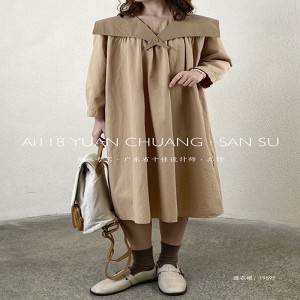 Свободного покроя Минималистичный Стильный Повседневный Сплошной цвет Цветной хлопок и лен с принтом Крупные платья-рубашки на ...