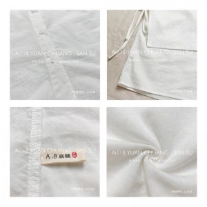 мягкий дизайн короткий круглый воротник стиль шить рукава стиль чистый цвет хлопок и льна ультрабольшой заказ 12638 фальшивые две ...