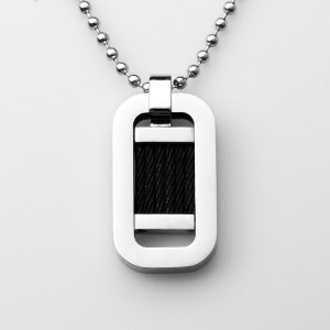 Оптовое двухцветное ожерелье с подвеской из черной проволоки из нержавеющей стали