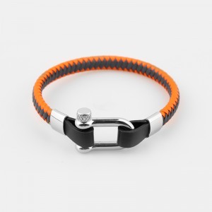 вязаный кожаный браслет женский браслет нержавеющая сталь