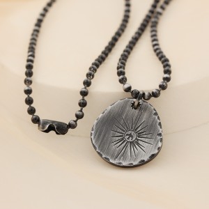 Черное античное колье Ожерелье с сияющей звездой из нержавеющей стали