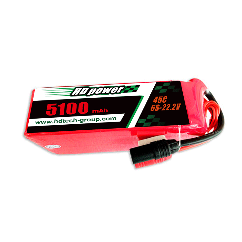 высокочистый источник питания 5100mAh 45C 6S 22.2V литиевая батарея
