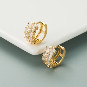 ins rainbow oriese Европейская и американская личность Серьги из медных позолоченные микроиннатные цветные двойные Zircon Серьги HIP-хоп Сер...