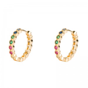 Ins европейские серьги, медная микромозаика циркониевая серьга, зеленый гальванический цветной цирконий большие серьги, сетка кр...