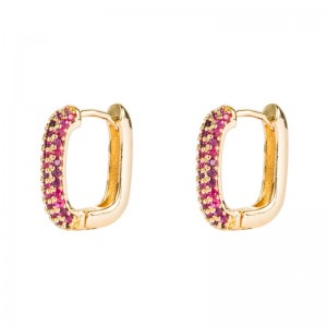 ins rainbow series Европейский и американский стиль женские серьги серьги геометрические медные позолоченные микроиннатики красочные Zi...