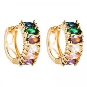 Европейская и американская трансграничная торговая торговля Тренд Серьги Серьги Женские Цвет Микро Циркон Простые Серьги Ветер...