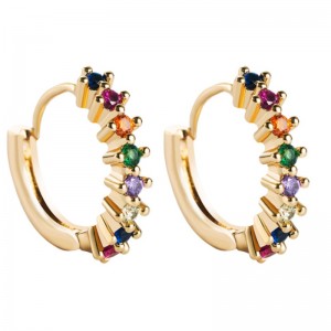 Серьги европейские и американские трансграничные источники Inlaid красочные циркона геометрические круглые серьги хип-хоп медные ...