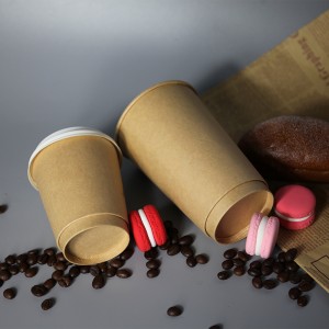 500 мл PE/PLA Подкладка Двойная стена Бумажная стаканчик 16 OZ-Kraft