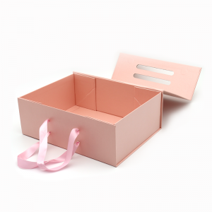 Пользовательские логотип печатные складные бумаги плоский пакет косметический подарок упаковки розовые магнитные коробки с ру...