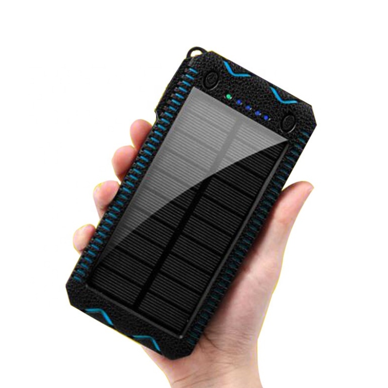 Водонепроницаемое солнечное зарядное устройство батареи батареи батареи солнечной энергии 10000 мАч Powerbank портативный с просветом светодиодного света наружного потока