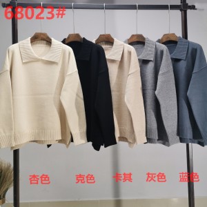 Свободный и стильный простой вязаный отворот один Top 68023#