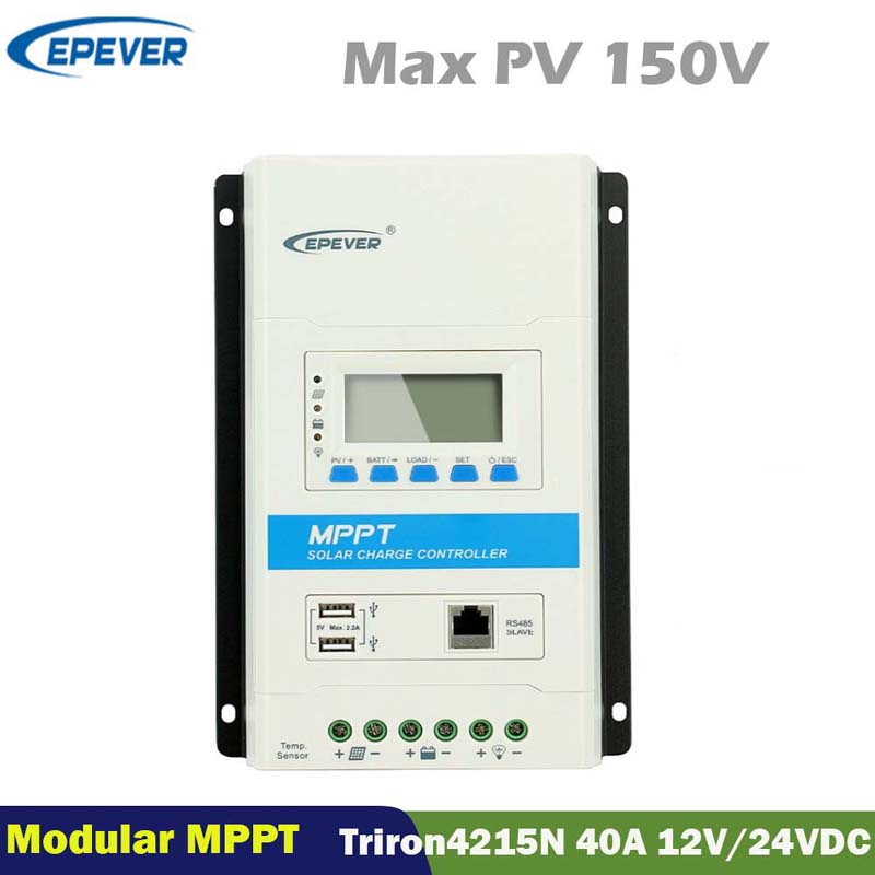 Egever 40A TRIRON4215N Модульная MPPT Контроллер солнечного заряда 12V24VDC MAX.150V PV входной ЖК-дисплей на дисплее регулятор регулятора панели