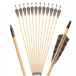 Elong Outdoor 117027-01 OD9MM 30 дюйма деревянная стрелка с перью из лука из лука Традиционная стрельба