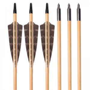 Elong Outdoor 117027-01 OD9MM 30 дюйма деревянная стрелка с перью из лука из лука Традиционная стрельба