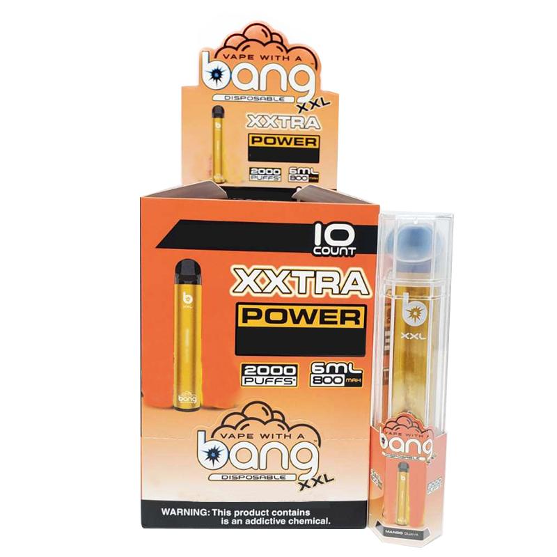 Bang XXL одноразовый Vape Pen Electronic Cigarettes Устройство 800mAh Аккумуляторная батарея 6 мл Pods Пустые Оригинальные пары 2000 Комплект Puff