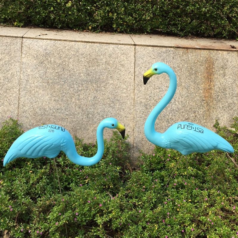 Моделирование пластиковые синие фламинго птицы садоводство животных украшения на открытом воздухе