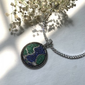 Новый Полный Zircon Diamond Rireadable Земля Земля Длинный Долгий Телефон Ремешок Ожерелье