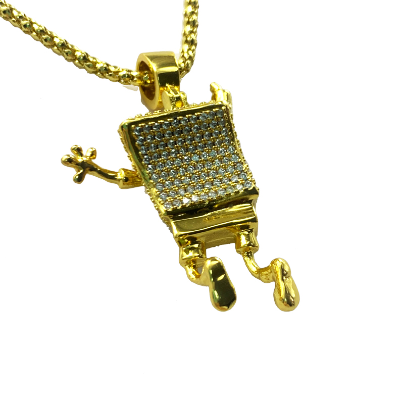 Inlaid Zircon Spongebob хип-хоп ожерелье