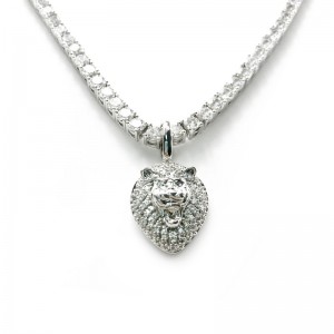 Настоящий позолоченный персонализированный хип-хоп меди лев головной кулон с кубинской цепочкой ожерелье (маленький)