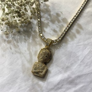 Циркон твердый взрывоопасной девушки голова хип-хоп подвеска