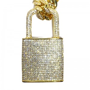 Латунный мужской медный ключ кулон ледяной кубический Zircon Diamond Padlock замок ожерелье