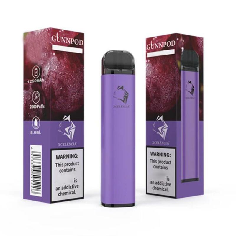 Punnood 2000 Puffs Pre Заполненный одноразовый Vape 1250 мАч Батарея E CiGarette Toovce 18350 8ML Vaporizer Starter Kit VS Elf Bar 20 Flavs Pen Pod Puff