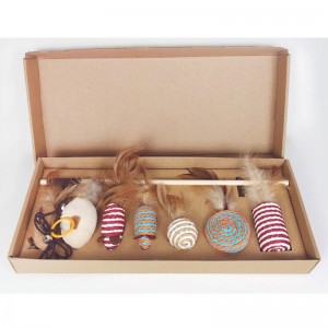 Pet деревянные стержень перо смешной кошка палочка комбинированная кошка игрушка комплект коробки семисексуал мыши сизаль мяч см...