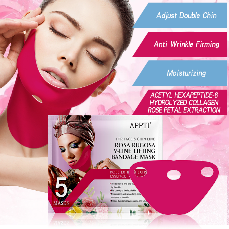 APPTI Rose Rugosa V-Line Подъемная бандажная маска для маски для похудения ремешок на ремень красоты двойной подбородок редуктор гидрогельма маска для поднятия подбородка и затянуть кожу