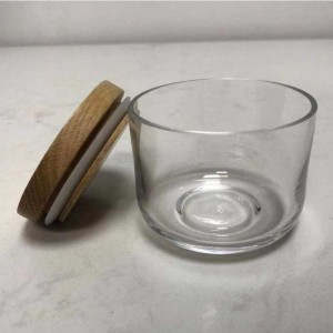 Clear Стеклянные Пищевые Хранения Канистр Коллекция Жарной Коллекции с воздушной деревянной крышкой