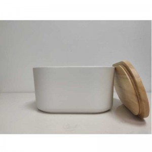 Оптовая длинная с деревянной крышкой керамической каменной коробкой хранения хлеба