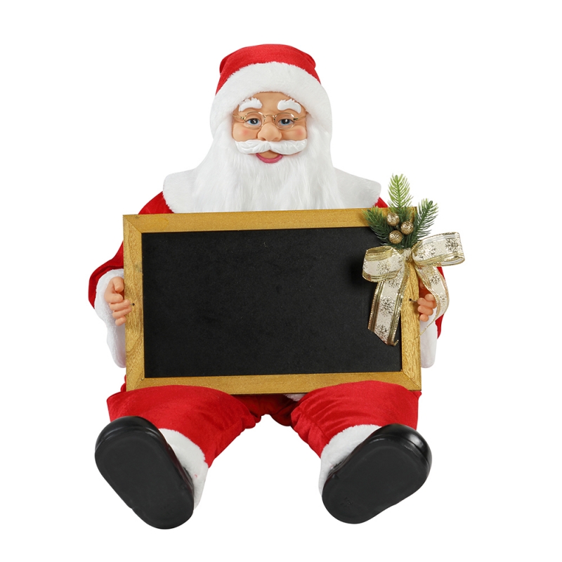 60/80CM Рождественская сидя Санта-Клаус с черной градовой праздничный музыкальный орнамент украшения фигурка коллекция традиционных рождественских