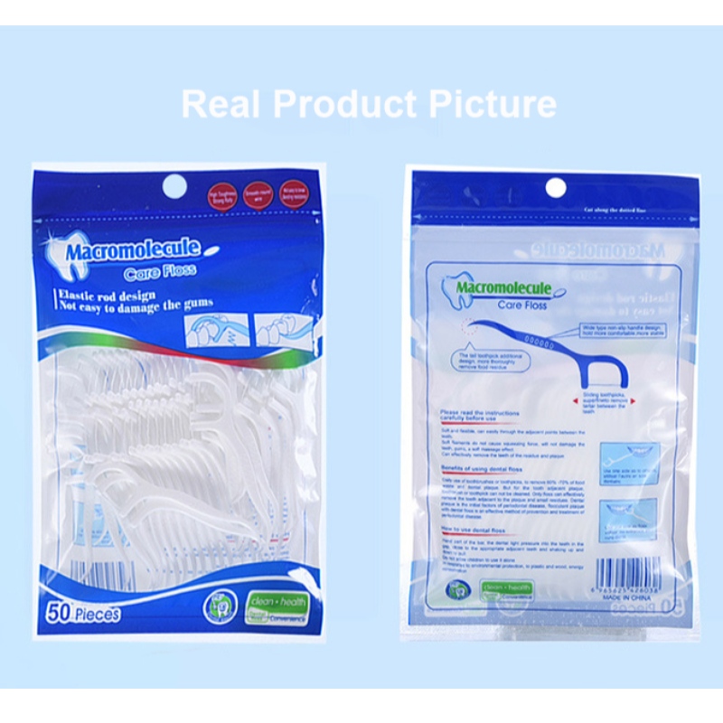 Эффективная очистка частной этикетки Высокое качество 50 шт. Стоматологическая зубчатая нить пик OEM сумка упаковка зубной нитью