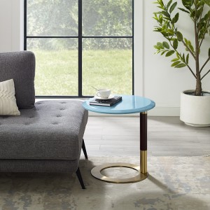 Гостиная Современный круглый боковой стол орех топ из нержавеющей стали базовый деревянный журнальный столик