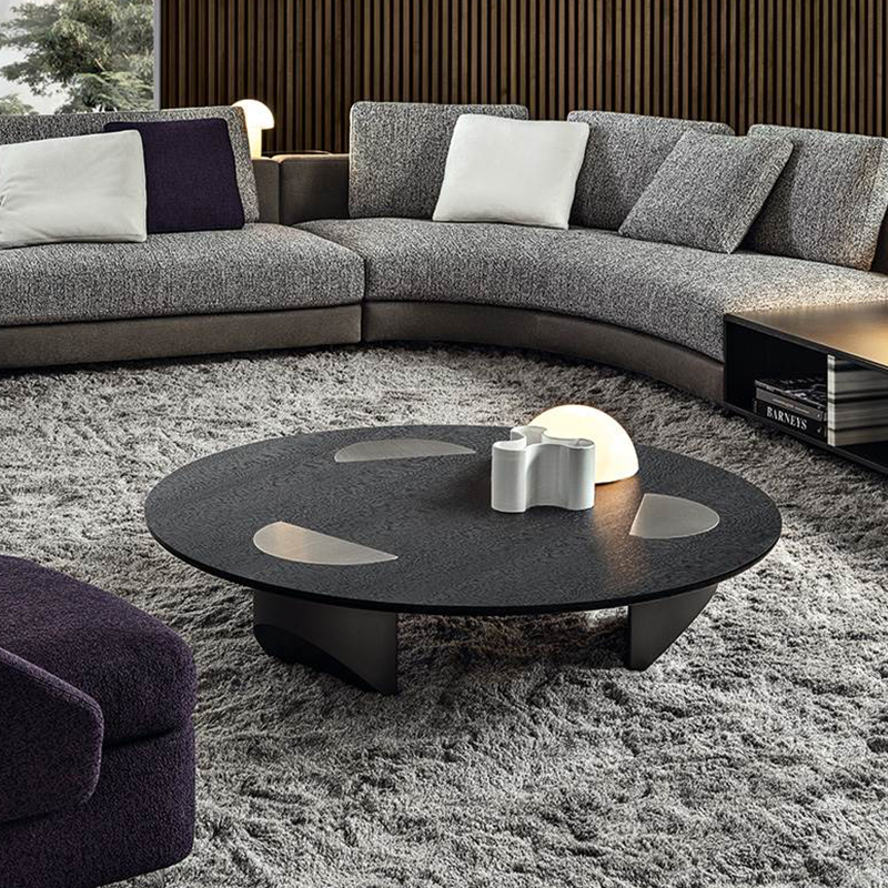 Итальянский дизайн из нержавеющей стали ноги большие роскоши черный стекло круглый журнальный столик современный для мебели для гостиной