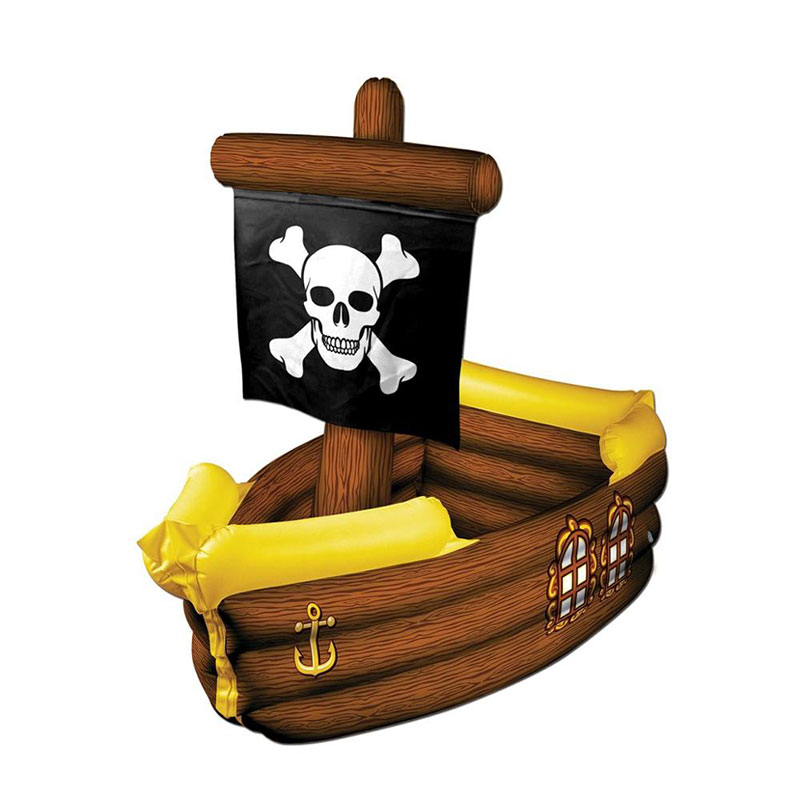 Надувной ПВХ-коричневый и желтый пиратский корабль с флагом Crossbone, декоративная вечеринка.