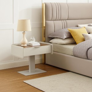 Современные итальянские коричневые тумбочки из углеродной стали кожа с большими прикроватными столами деревянные