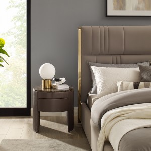 Европейский стиль белая кожаная современная роскошная тумбочка Мраморный прикроватный тур