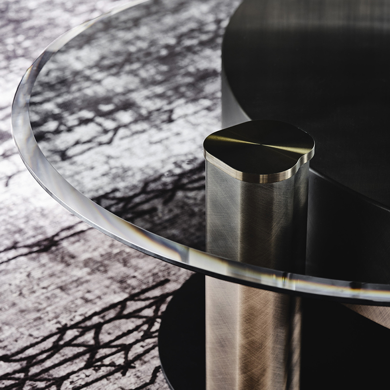 Итальянский дизайн современный вращающийся стеклянный боковая сторона Tabel Gold Metal из нержавеющей стали роскошные круглые журнальные столики