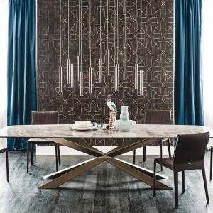 Итальянский дизайн металлические ножки давно современный прямоугольный спеченный каменный обеденный стол 10 Seater