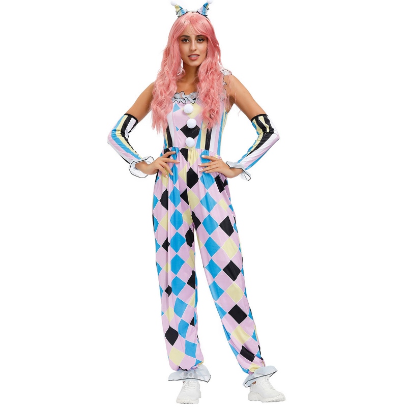 Костюмы Carnival Clown Circus Dumpsuit Gloves 3 Piece Set