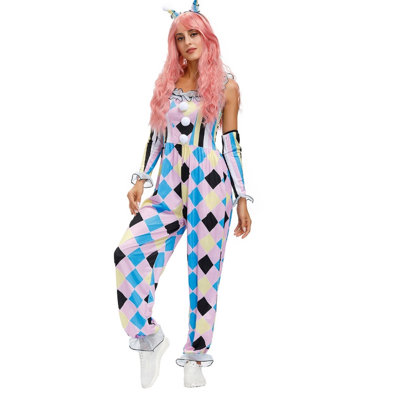 Костюмы Carnival Clown Circus Dumpsuit Gloves 3 Piece Set