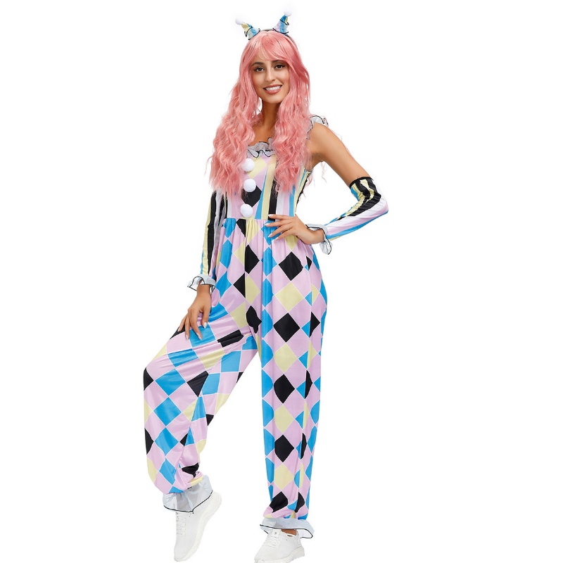 Костюмы Carnival Clown Circus Dumpsuit Gloves 3 Piece Set