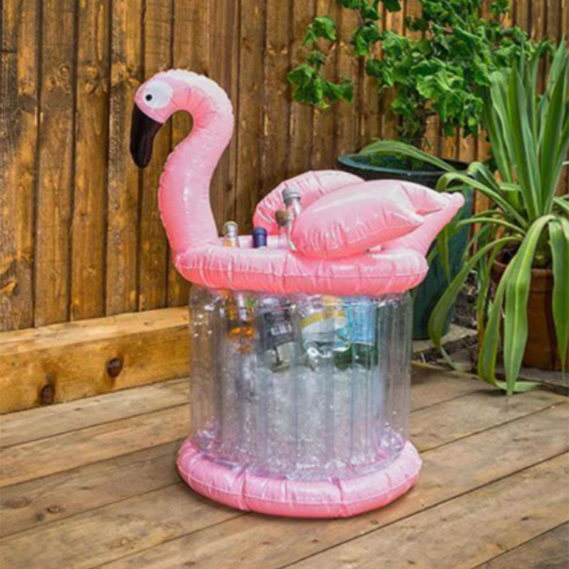 Гигантский розовый фламинго надувной бак -кухл, летние вечеринки, пляжные аксессуары, пляж, пивной бар держатель чашки