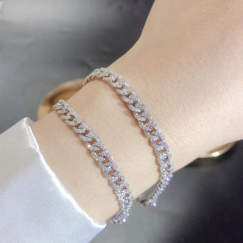 Ювелирные изделия Tuochen 18K/14k/10k золотой кубинский браслет с бриллиантом/moissanite stone для человека