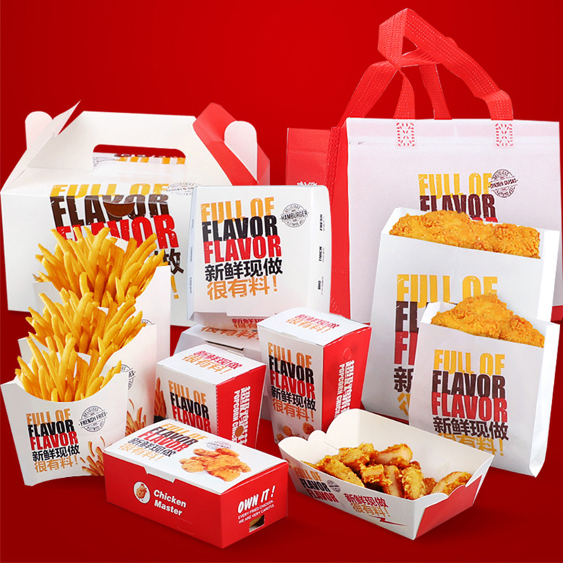 Пользовательская еда Kraft Paper Lunch Box Fore Chicken Burger Box Box Fresh Fries Box Pizza Octopus Balls Packaging Box