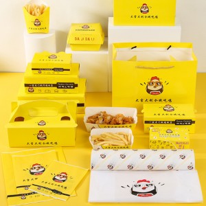 Пользовательская еда Kraft Paper Lunch Box Fore Chicken Burger Box Box Fresh Fries Box Pizza Octopus Balls Packaging Box